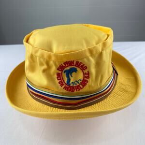 Texace Dolphin Hilton Head Island SC Vintage Yellow Bucket Hat USA Made SZ 7.5